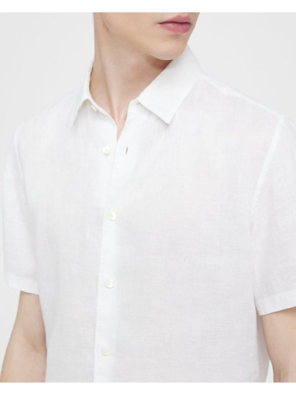 Theory Irving Shirt White All Linen Short Sleeve Men's Size XXL